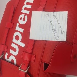 Patent leather backpack Louis Vuitton x Supreme Red in Patent leather -  27130573